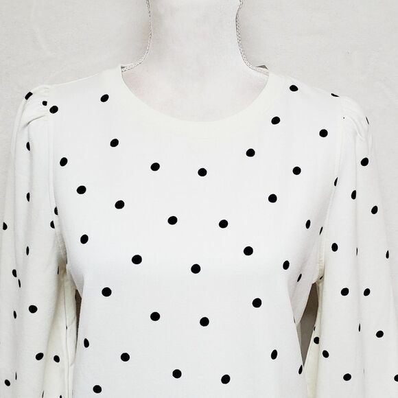 BODEN Ramona Sweatshirt Dress Long Sleeve Ivory Navy Blue Polka-dot 100% Cotton - Picture 3 of 12